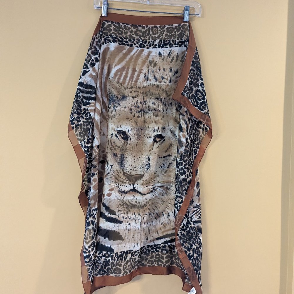 Animal Print Scarf with Lion